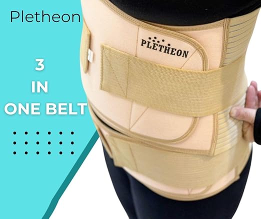 3-In-1 Post Pregnancy Abdominal Belt After Delivery Waist & Pelvis Slimming Shapewear Tummy Reduction Free Size (Polyester & spandex,Fit From 30 Inch To 46 Inches Of Waist)