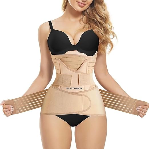 3-In-1 Post Pregnancy Abdominal Belt After Delivery Waist & Pelvis Slimming Shapewear Tummy Reduction Free Size (Polyester & spandex,Fit From 30 Inch To 46 Inches Of Waist)