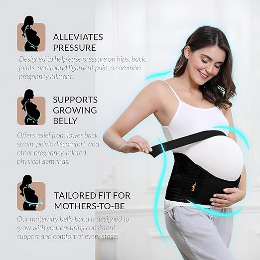 Lower Back Pain Relief & Posture Support | Adjustable, Comfortable Design for Pregnent Women | Pack of 1 (BLACK)