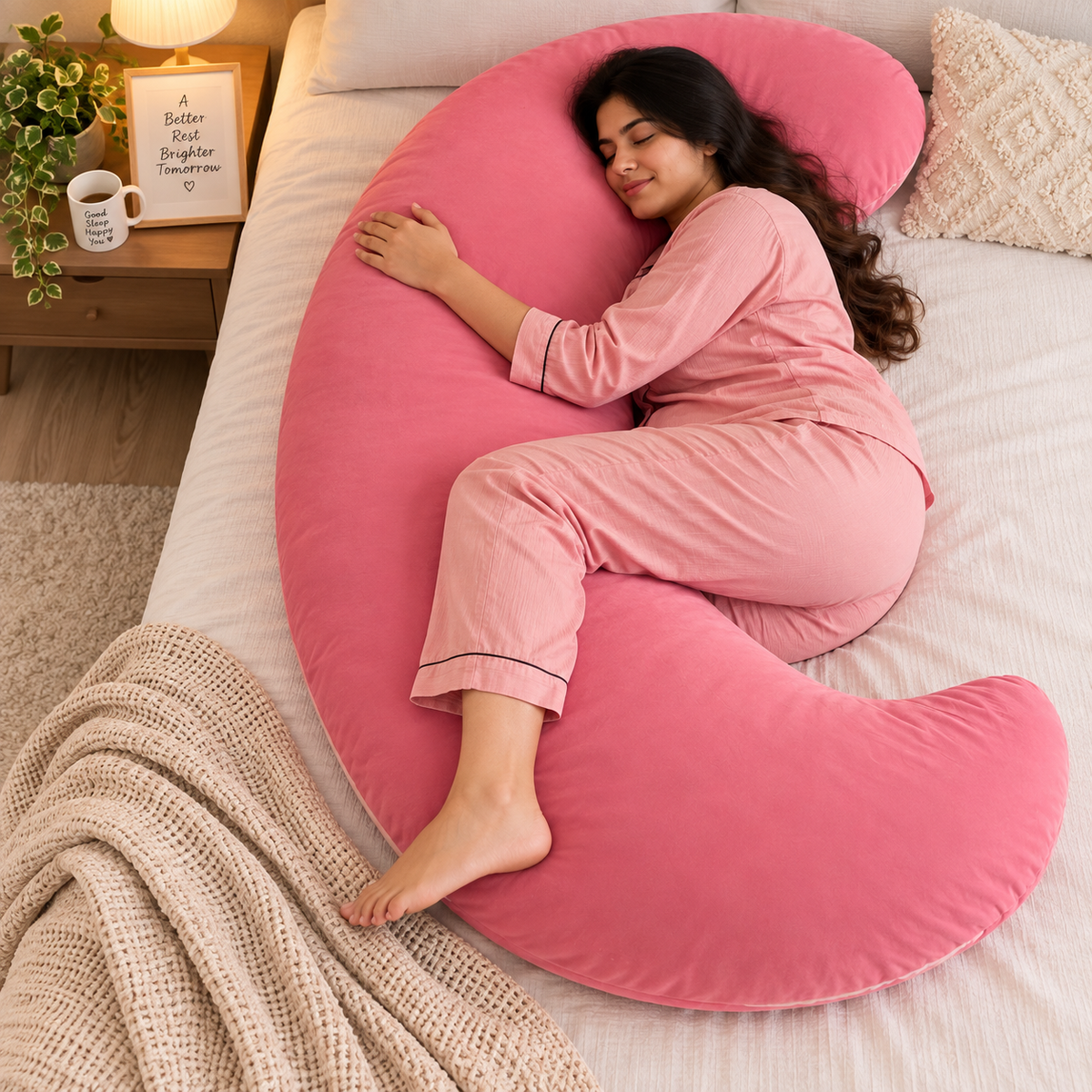 Hug Pillow for Adults, C-Shaped Pregnancy & Full Body Pillow for Sleeping